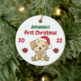 ラブラドールクリスマスウィンターバビーズ初めてのクリスマス セラミックオーナメント