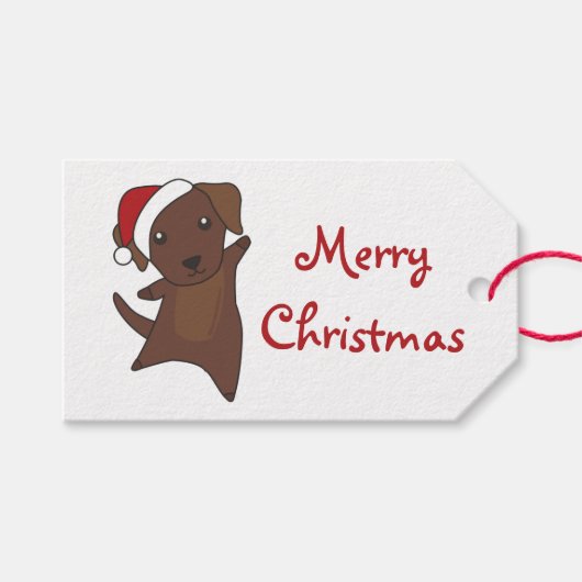 ラブラドールクリスマススノーウィンターアニマルズドッグトラック ギフトタグ (正面(横))