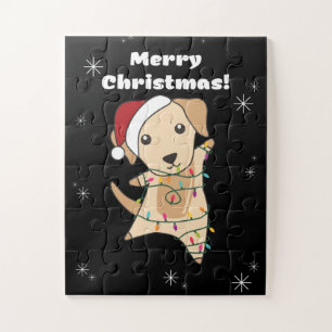ラブラドールクリスマススノーウィンターアニマルズ ジグソーパズル