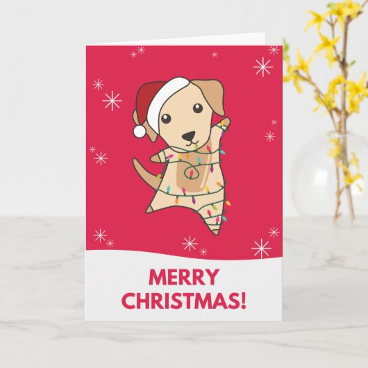 ラブラドールクリスマススノーウィンター動物犬カード カード (黄色い花)