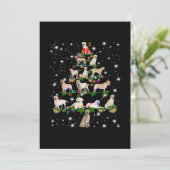 ラブラドールクリスマスツリーが懐中電灯で覆われている サンキューカード (スタンド正面)