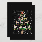 ラブラドールクリスマスツリーが懐中電灯で覆われている サンキューカード (正面/裏面)