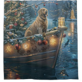 ラブラドールクリスマスフェスティバル航海 シャワーカーテン (正面)