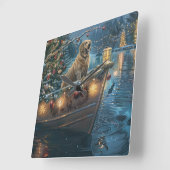 ラブラドールクリスマスフェスティバル航海 スクエア壁時計 (傾斜)