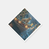 ラブラドールクリスマスフェスティバル航海 スタンダードカクテルナプキン (角)