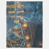 ラブラドールクリスマスフェスティバル航海 フリースブランケット (正面)