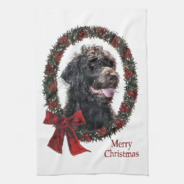 ラブラドールクリスマスプレゼント キッチンタオル