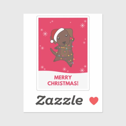 ラブラドールクリスマス雪の冬の動物の犬ステッキ シール (シート)