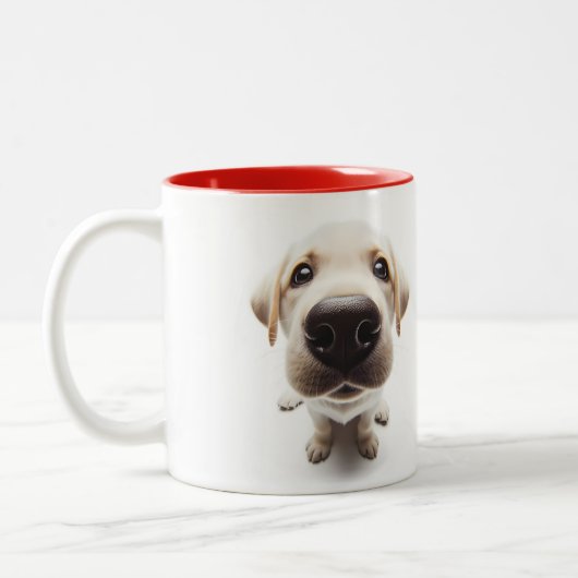 ラブラドールクローズアップマグあなたの名前 ツートーンマグカップ (左)