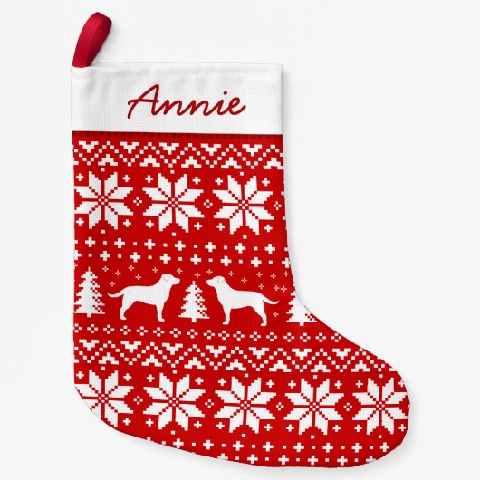 ラブラドールシルエットクリスマスセーター柄 スモールクリスマスストッキング (正面)