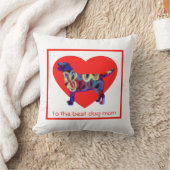 ラブラドールシルエットドッグ赤いハートマザーズデイ クッション (ブランケット)