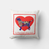 ラブラドールシルエットドッグ赤いハートマザーズデイ クッション (正面)