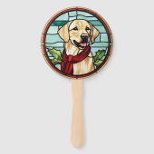 ラブラドールステンドグラスのクリスマス ハンドファン (正面)