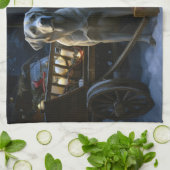 ラブラドールスノウリースレイクリスマスデコール キッチンタオル (折り畳み)