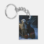 ラブラドールスノウリースレイクリスマスデコール キーホルダー (正面左)