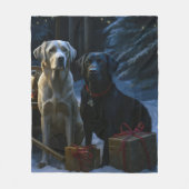 ラブラドールスノウリースレイクリスマスデコール フリースブランケット (正面)