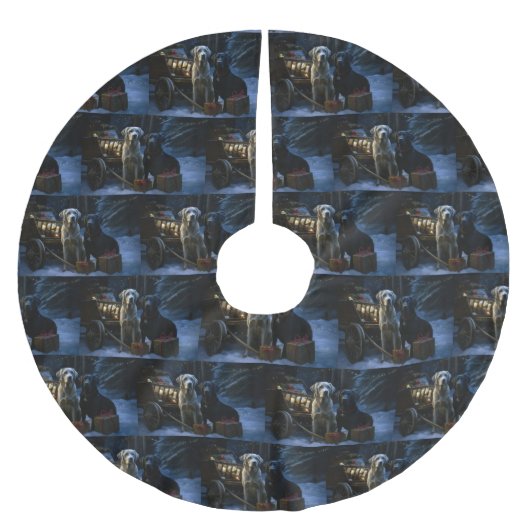 ラブラドールスノウリースレイクリスマスデコール ブラッシュドポリエステルツリースカート (正面)