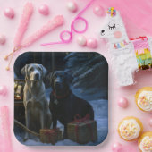 ラブラドールスノウリースレイクリスマスデコール ペーパープレート (パーティー)