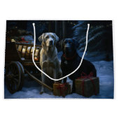 ラブラドールスノウリースレイクリスマスデコール ラージペーパーバッグ (正面)
