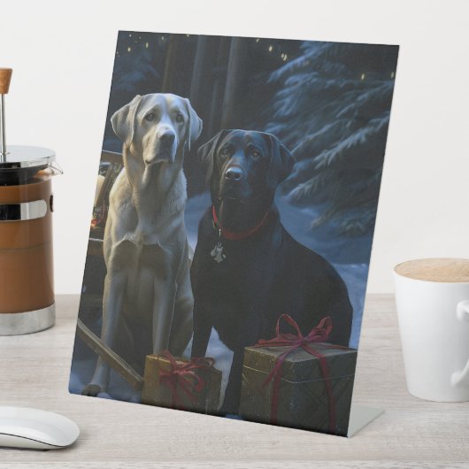 ラブラドールスノウリースレイクリスマスデコール 台座サイン (インサイチュ)