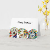 ラブラドールスパニエル犬シーパドール誕生日カード カード (黄色い花)