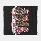 ラブラドールチョコレートサンタハット〔雄ジカの〕枝角小妖精や小人クリスマス フリースブランケット (正面(横))