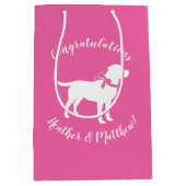 ラブラドールテーマドッグベビーシャワーピンクラボ ミディアムペーパーバッグ (正面)