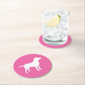 ラブラドールテーマドッグベビーシャワーピンクラボ ラウンドペーパーコースター (インサイチュ)