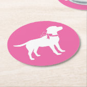 ラブラドールテーマドッグベビーシャワーピンクラボ ラウンドペーパーコースター (アングル)