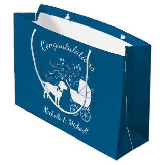 ラブラドールテーマ- Dog Baby Shower Blue Lab ラージペーパーバッグ