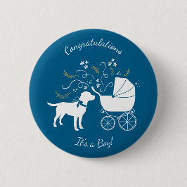 ラブラドールテーマ- Dog Baby Shower Blue Lab 缶バッジ