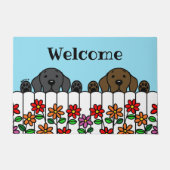 ラブラドールデュオWatching You Welcome Doormat ドアマット (正面)