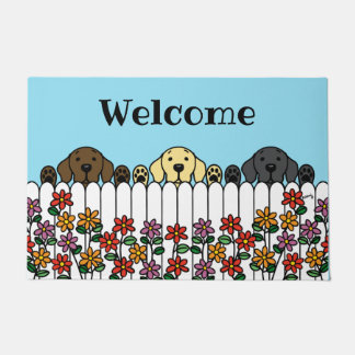 ラブラドールトリオウォッチングユーウェルカム ドアマット