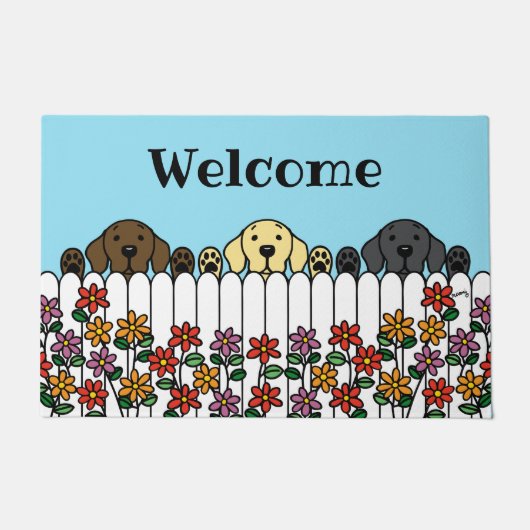 ラブラドールトリオウォッチングユーウェルカム ドアマット (正面)
