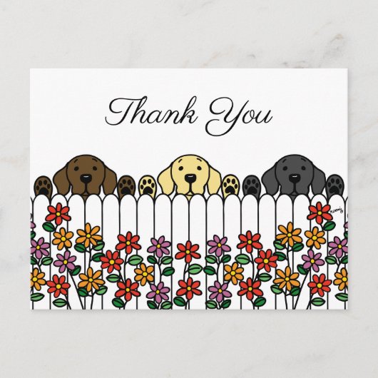 ラブラドールトリオウォッチングユーサンキューハガキ ポストカード (正面)