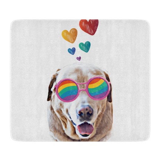 ラブラドールドッグとハートバレンタインデー カッティングボード (正面)