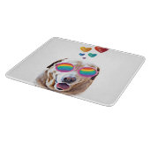 ラブラドールドッグとハートバレンタインデー カッティングボード (角)