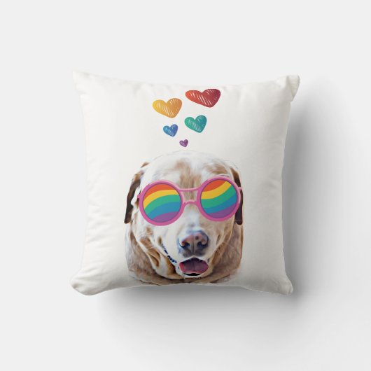 ラブラドールドッグとハートバレンタインデー クッション (正面)