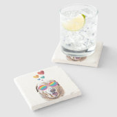 ラブラドールドッグとハートバレンタインデー ストーンコースター (横)