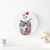 ラブラドールドッグとハートバレンタインデー ラージ壁時計 (ホーム)