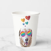 ラブラドールドッグとハートバレンタインデー 紙コップ (裏面)