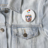 ラブラドールドッグとハートバレンタインデー 缶バッジ (インサイチュ)