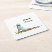 ラブラドールドッグイン葉紙コースター スクエアペーパーコースター (アングル)