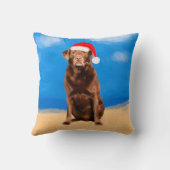 ラブラドールドッグオンビーチクリスマスホリデイ クッション (裏面)