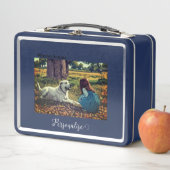 ラブラドールドッグガールウッドランドウーフターペットスーツケース メタルランチボックス (インサイチュ)