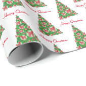 ラブラドールドッグクリスマスツリーホリデーホワイト ラッピングペーパー (ロールコーナー)