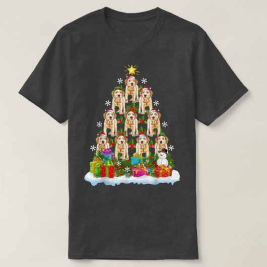 ラブラドールドッグクリスマスツリー照明サンタラブラドールChr Tシャツ (デザイン正面)