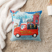 ラブラドールドッグクリスマスデリバリートラック雪 クッション (ブランケット)