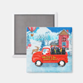 ラブラドールドッグクリスマスデリバリートラック雪 マグネット (正面/裏面)