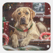 ラブラドールドッグクリスマスフェスティバル スクエアシール (正面)